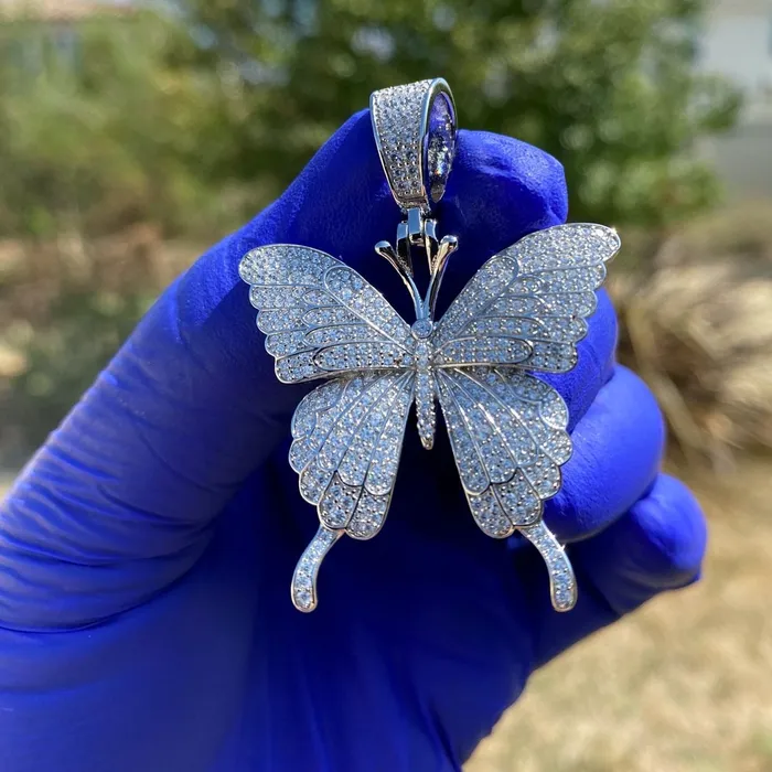 Bling Cartel Admin 925 Sterling Silver Butterfly Iced CZ Flooded Out Pendant 125 Small Necklaces Bling Cartel Admin 925 Sterling Silver Butterfly Iced CZ Flooded Out Pendant 125 Small Necklaces