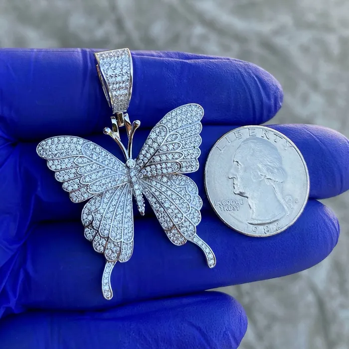 Bling Cartel Admin 925 Sterling Silver Butterfly Iced CZ Flooded Out Pendant 125 Small Necklaces Bling Cartel Admin 925 Sterling Silver Butterfly Iced CZ Flooded Out Pendant 125 Small Necklaces