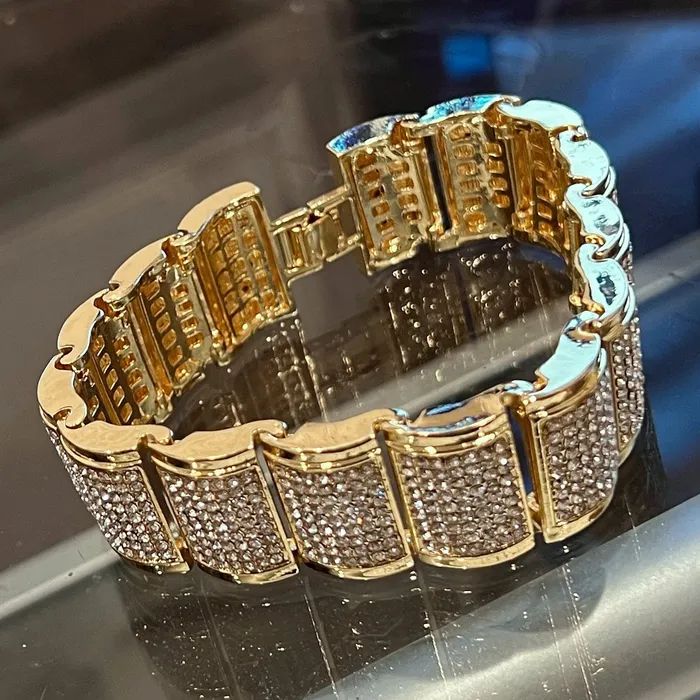 Bling Cartel Admin Bracelets Rounded Links Bracelet Iced Flooded Out Gold Finish 23MM Thick 9 Bling Cartel Admin Bracelets Rounded Links Bracelet Iced Flooded Out Gold Finish 23MM Thick 9