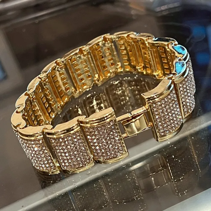 Bling Cartel Admin Bracelets Rounded Links Bracelet Iced Flooded Out Gold Finish 23MM Thick 9 Bling Cartel Admin Bracelets Rounded Links Bracelet Iced Flooded Out Gold Finish 23MM Thick 9
