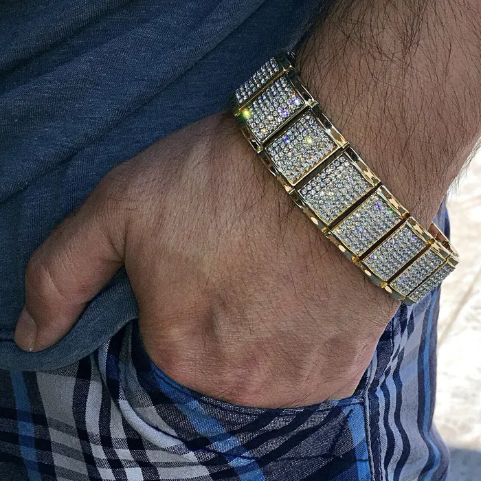Bling Cartel Admin Bracelets Rounded Links Bracelet Iced Flooded Out Gold Finish 23MM Thick 9 Bling Cartel Admin Bracelets Rounded Links Bracelet Iced Flooded Out Gold Finish 23MM Thick 9