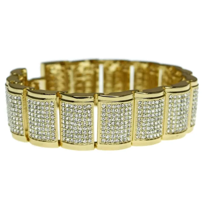 Bling Cartel Admin Bracelets Rounded Links Bracelet Iced Flooded Out Gold Finish 23MM Thick 9 Bling Cartel Admin Bracelets Rounded Links Bracelet Iced Flooded Out Gold Finish 23MM Thick 9