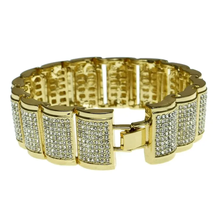 Bling Cartel Admin Bracelets Rounded Links Bracelet Iced Flooded Out Gold Finish 23MM Thick 9 Bling Cartel Admin Bracelets Rounded Links Bracelet Iced Flooded Out Gold Finish 23MM Thick 9
