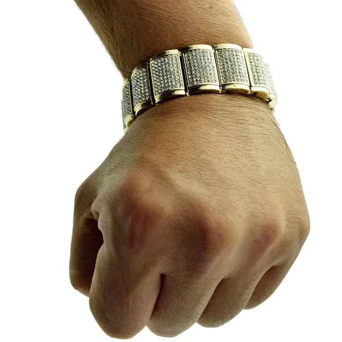 Bling Cartel Admin Bracelets Rounded Links Bracelet Iced Flooded Out Gold Finish 23MM Thick 9 Bling Cartel Admin Bracelets Rounded Links Bracelet Iced Flooded Out Gold Finish 23MM Thick 9