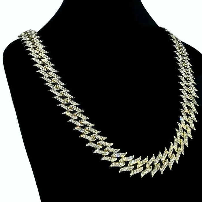 Bling Cartel Admin Necklaces 14K Gold Plated Spike Chain Necklace 18 Inch X 25MM Bling Cartel Admin Necklaces 14K Gold Plated Spike Chain Necklace 18 Inch X 25MM
