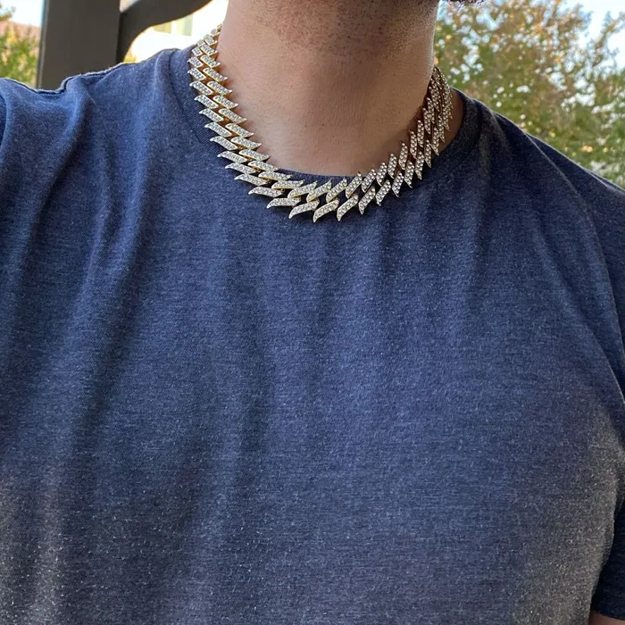 Bling Cartel Admin Necklaces 14K Gold Plated Spike Chain Necklace 18 Inch X 25MM
