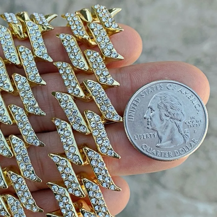 Bling Cartel Admin Necklaces 14K Gold Plated Spike Chain Necklace 18 Inch X 25MM