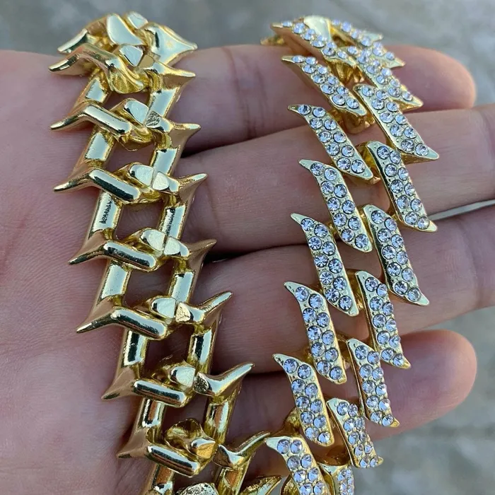 Bling Cartel Admin Necklaces 14K Gold Plated Spike Chain Necklace 18 Inch X 25MM