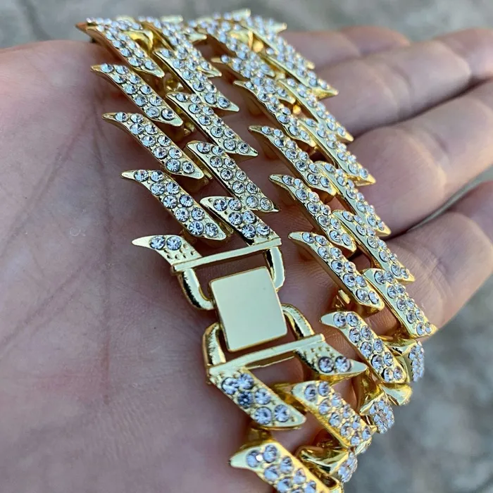 Bling Cartel Admin Necklaces 14K Gold Plated Spike Chain Necklace 18 Inch X 25MM