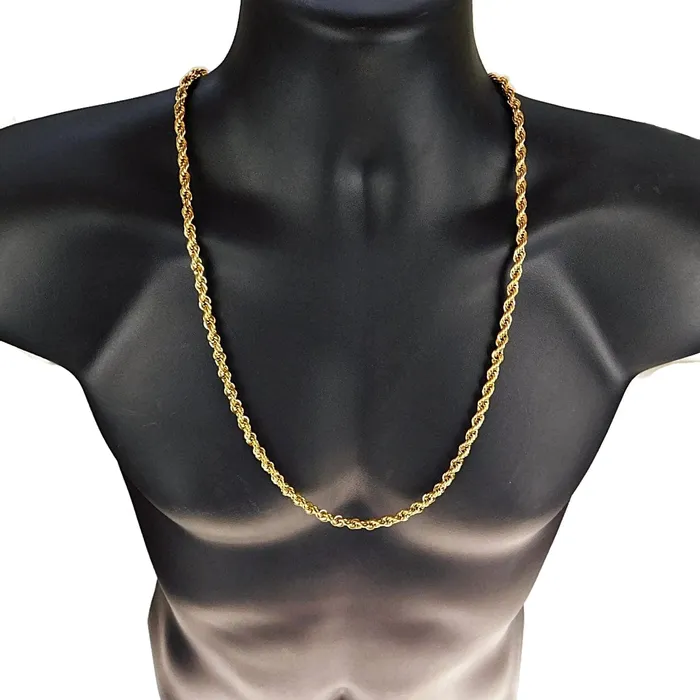 Bling Cartel Admin Necklaces 18K Gold Plated Finish over Stainless Steel Rope Chain Necklace 6mm x 30 Bling Cartel Admin Necklaces 18K Gold Plated Finish over Stainless Steel Rope Chain Necklace 6mm x 30