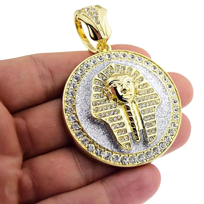 Bling Cartel Admin Necklaces Pharaoh King Glitter Gold Finish Coin Pendant