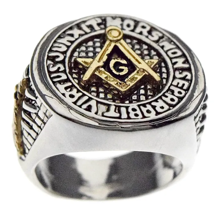 Bling Cartel Admin Rings Masonic Symbol Master Mason Two Tone Ring