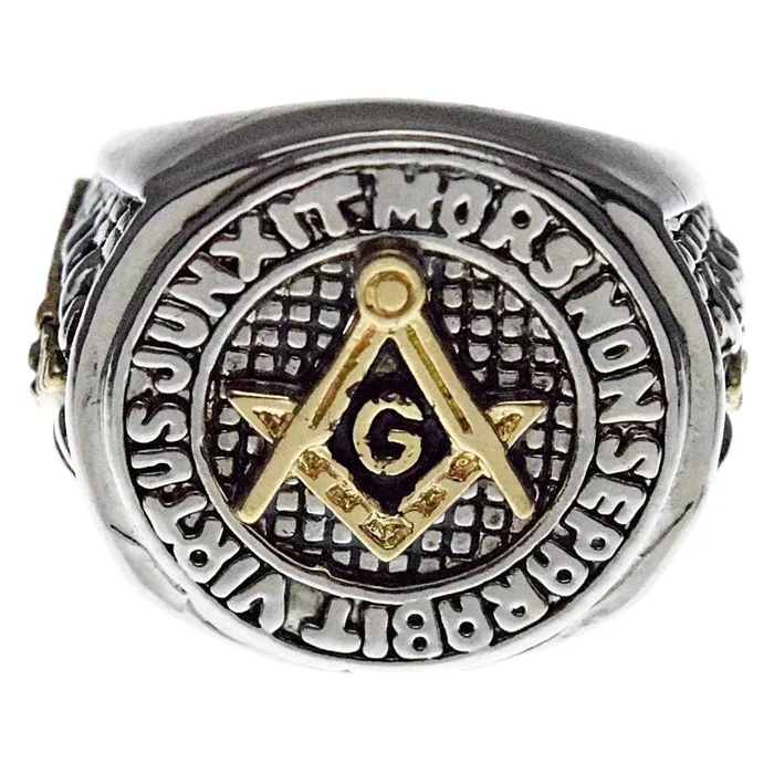 Bling Cartel Admin Rings Masonic Symbol Master Mason Two Tone Ring