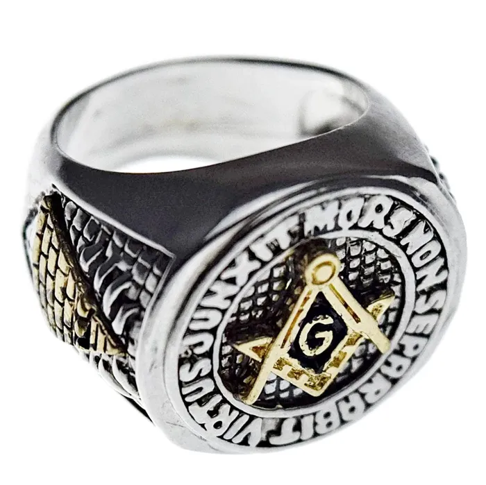 Bling Cartel Admin Rings Masonic Symbol Master Mason Two Tone Ring