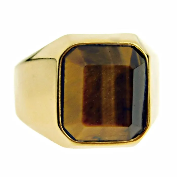 Bling Cartel Admin Rings Tiger Eye Ring Gold Finish over Stainless Steel