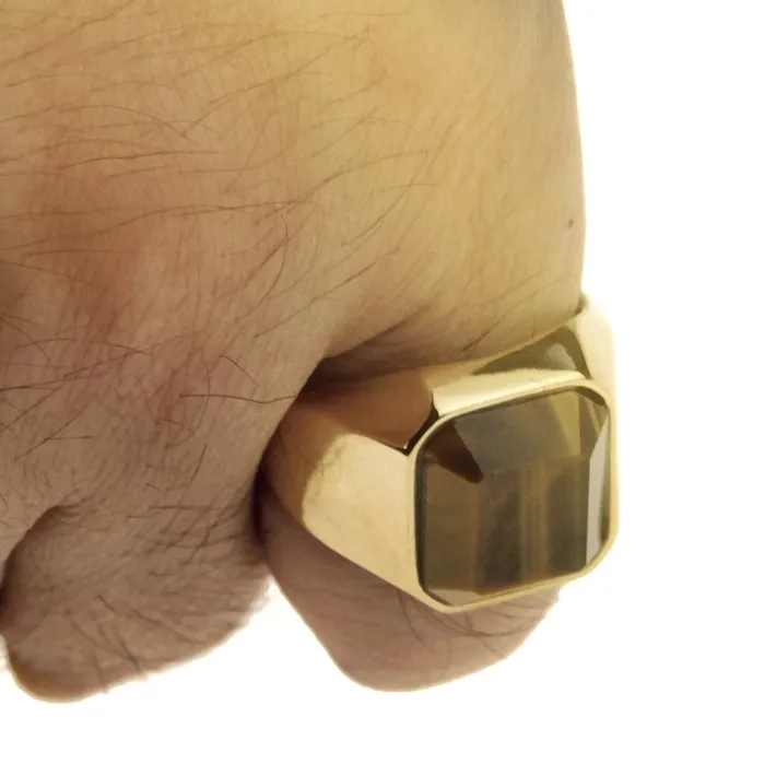 Bling Cartel Admin Rings Tiger Eye Ring Gold Finish over Stainless Steel