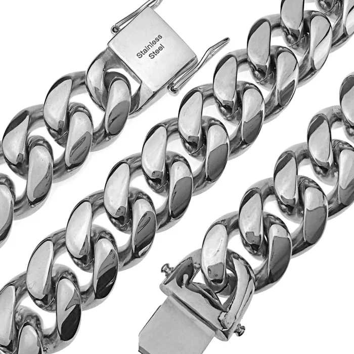 Bling Cartel Admin Silver 316L Stainless Steel 20 x 18MM Cuban Link Chain Necklace Necklaces Bling Cartel Admin Silver 316L Stainless Steel 20 x 18MM Cuban Link Chain Necklace Necklaces