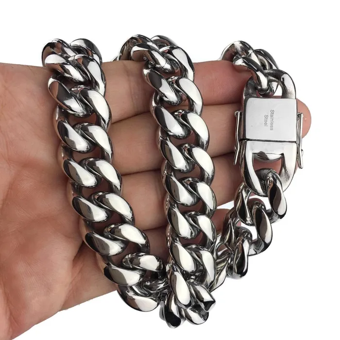 Bling Cartel Admin Silver 316L Stainless Steel 20 x 18MM Cuban Link Chain Necklace Necklaces Bling Cartel Admin Silver 316L Stainless Steel 20 x 18MM Cuban Link Chain Necklace Necklaces
