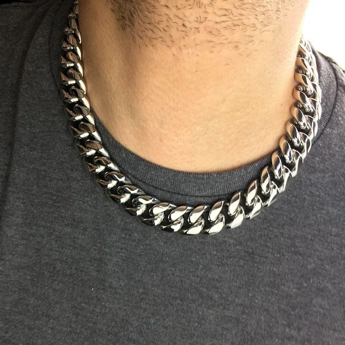 Bling Cartel Admin Silver 316L Stainless Steel 20 x 18MM Cuban Link Chain Necklace Necklaces Bling Cartel Admin Silver 316L Stainless Steel 20 x 18MM Cuban Link Chain Necklace Necklaces