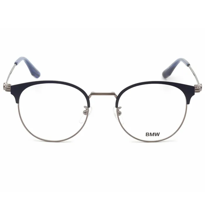 BMW Rings BMW Mens Eyeglasses Shiny Dark Ruthenium Round Frame Clear Lens BW5010 012