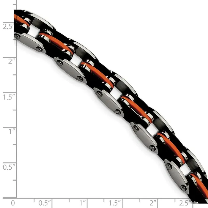 Bracelets Chisel Stainless Steel Black Orange Rubber 85in Bracelet Bracelets Chisel Stainless Steel Black Orange Rubber 85in Bracelet