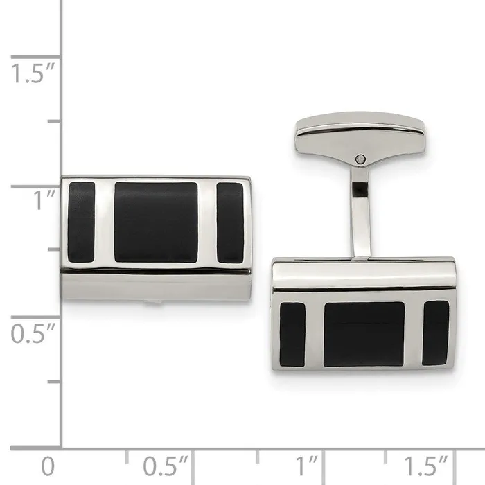 Bracelets Chisel Stainless Steel Polished Black Rubber Rectangle Cufflinks Bracelets Chisel Stainless Steel Polished Black Rubber Rectangle Cufflinks