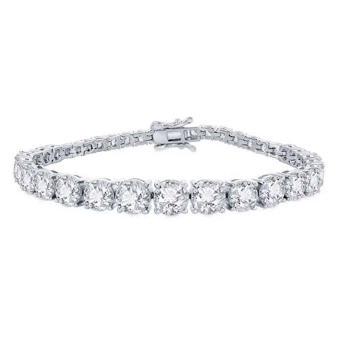 Bracelets Classic Classic Womens Bracelet Sterling Silver Graduating Round White CZ Tennis T8005 Bracelets Classic Classic Womens Bracelet Sterling Silver Graduating Round White CZ Tennis T8005