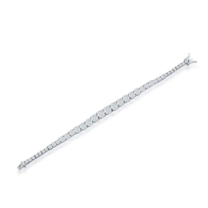 Bracelets Classic Classic Womens Bracelet Sterling Silver Graduating Round White CZ Tennis T8005 Bracelets Classic Classic Womens Bracelet Sterling Silver Graduating Round White CZ Tennis T8005
