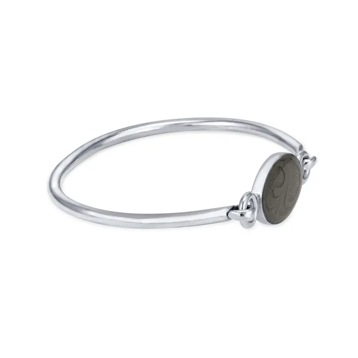 Bracelets Oval Bangle Clasp Cremation Bracelet in 14K White Gold closebymejewelry