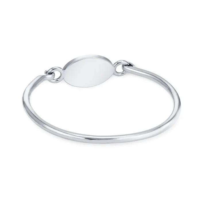 Bracelets Oval Bangle Clasp Cremation Bracelet in 14K White Gold closebymejewelry