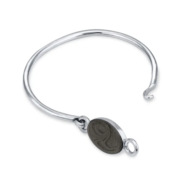 Bracelets Oval Bangle Clasp Cremation Bracelet in 14K White Gold closebymejewelry