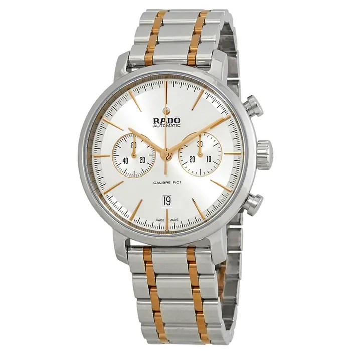 Bracelets Rado Rado Mens Chrono Watch DiaMaster Silver Tone Dial Two Tone Bracelet R14070103 Bracelets Rado Rado Mens Chrono Watch DiaMaster Silver Tone Dial Two Tone Bracelet R14070103