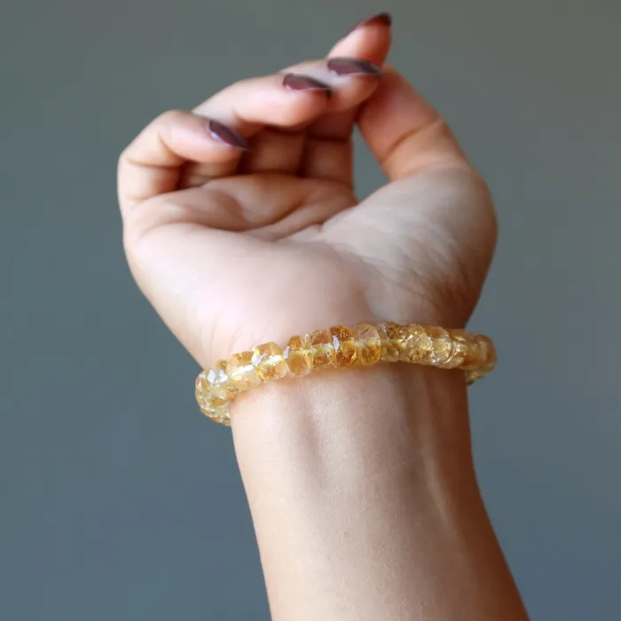 Bracelets Satin Crystals Citrine Bracelet Lucky Shaker Money Maker Faceted Yellow Gem