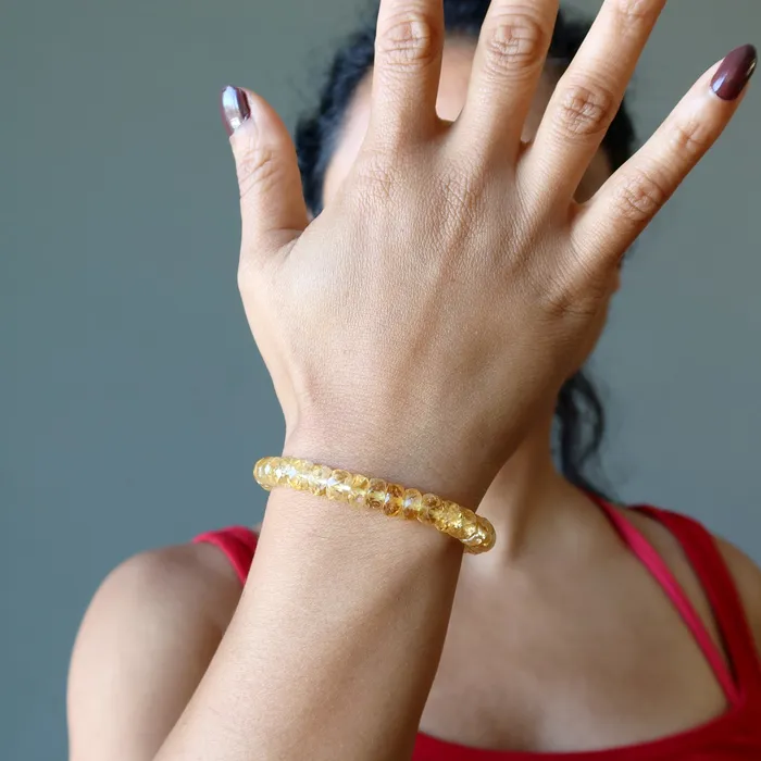Bracelets Satin Crystals Citrine Bracelet Lucky Shaker Money Maker Faceted Yellow Gem