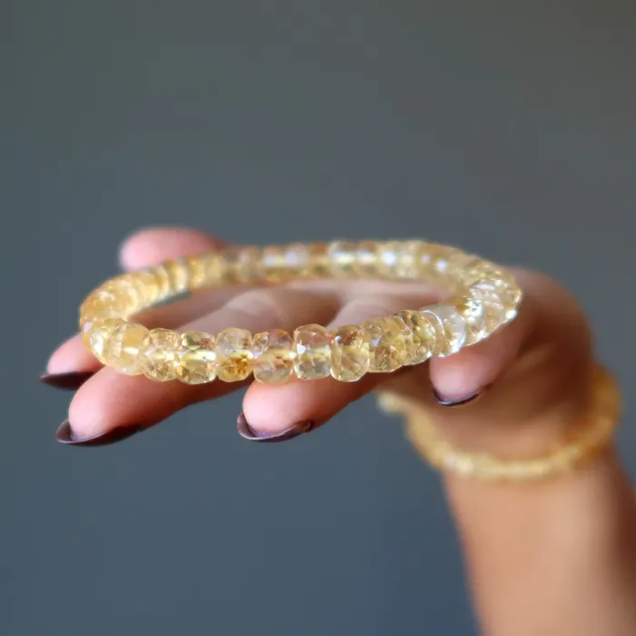 Bracelets Satin Crystals Citrine Bracelet Lucky Shaker Money Maker Faceted Yellow Gem