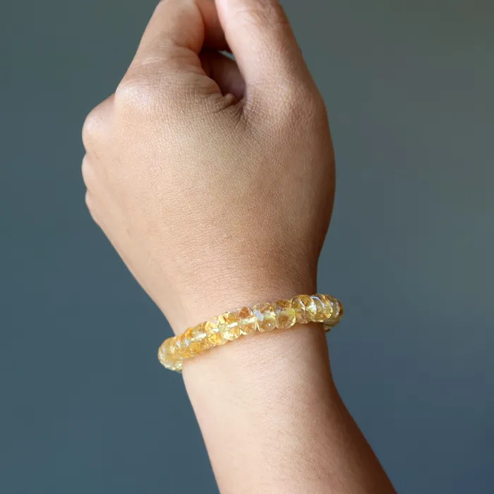 Bracelets Satin Crystals Citrine Bracelet Lucky Shaker Money Maker Faceted Yellow Gem