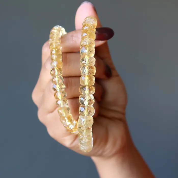 Bracelets Satin Crystals Citrine Bracelet Lucky Shaker Money Maker Faceted Yellow Gem