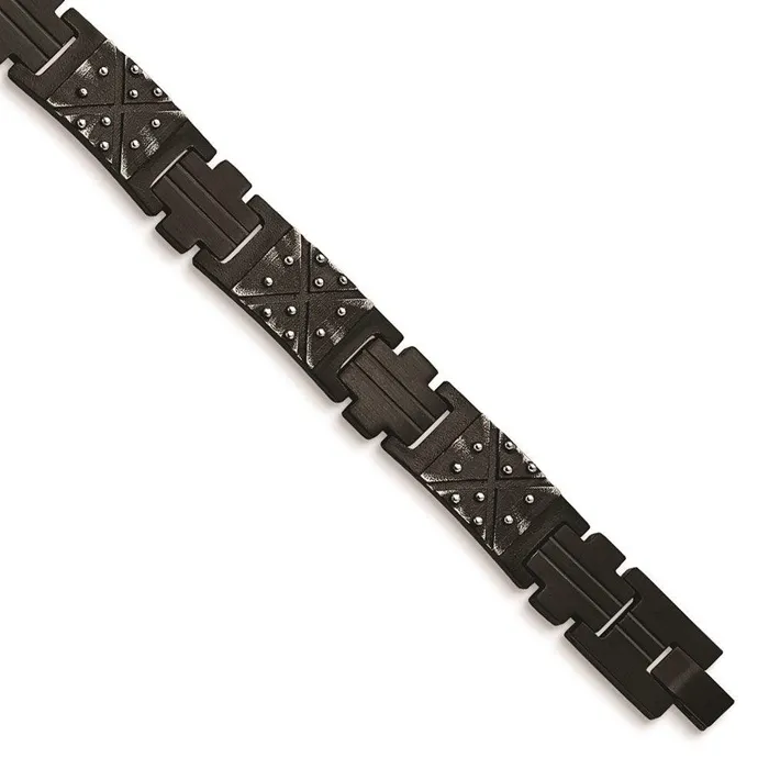 Bracelets Stainless Steel Antiqued and Brushed Black IPplated 925in Link Bracelet Chisel Bracelets Stainless Steel Antiqued and Brushed Black IPplated 925in Link Bracelet Chisel