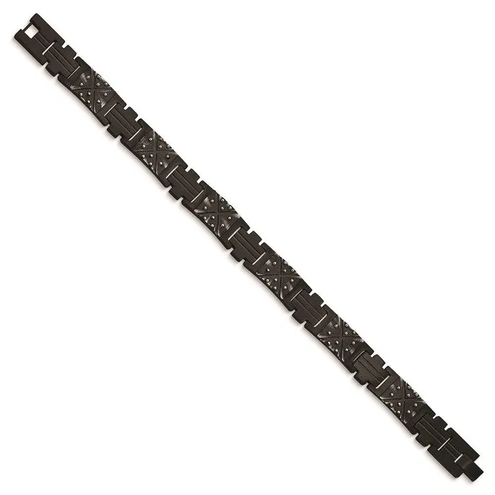 Bracelets Stainless Steel Antiqued and Brushed Black IPplated 925in Link Bracelet Chisel Bracelets Stainless Steel Antiqued and Brushed Black IPplated 925in Link Bracelet Chisel