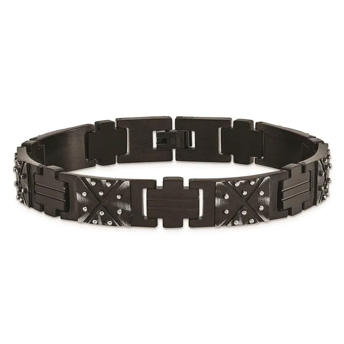 Bracelets Stainless Steel Antiqued and Brushed Black IPplated 925in Link Bracelet Chisel Bracelets Stainless Steel Antiqued and Brushed Black IPplated 925in Link Bracelet Chisel