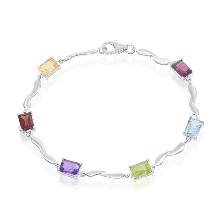 Bracelets Sterling Silver Rectangular Multi Colored Gemstone Bracelet 7 Classic Bracelets Sterling Silver Rectangular Multi Colored Gemstone Bracelet 7 Classic