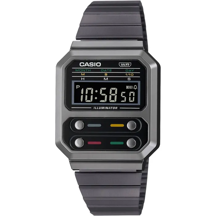 Casio Unisex Digital Watch Vintage Black Stainless Steel Bracelet A100WEGG1A Casio Bracelets Casio Unisex Digital Watch Vintage Black Stainless Steel Bracelet A100WEGG1A Casio Bracelets