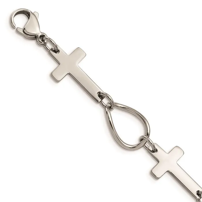 Chisel Bracelets Stainless Steel Polished Cross Bracelet