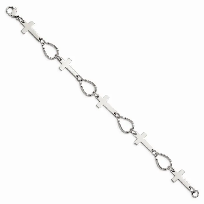 Chisel Bracelets Stainless Steel Polished Cross Bracelet Chisel Bracelets Stainless Steel Polished Cross Bracelet