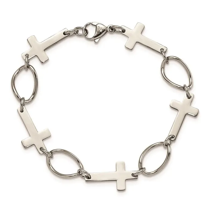Chisel Bracelets Stainless Steel Polished Cross Bracelet Chisel Bracelets Stainless Steel Polished Cross Bracelet