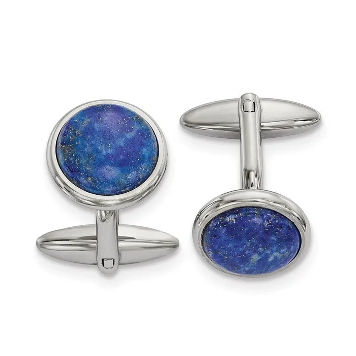 Chisel Bracelets Stainless Steel Polished Lapis Cufflinks