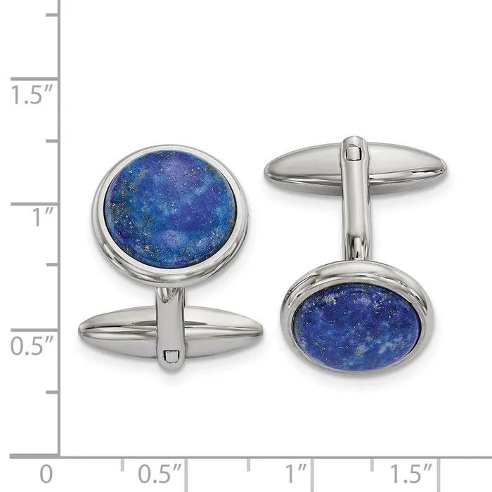 Chisel Bracelets Stainless Steel Polished Lapis Cufflinks Chisel Bracelets Stainless Steel Polished Lapis Cufflinks