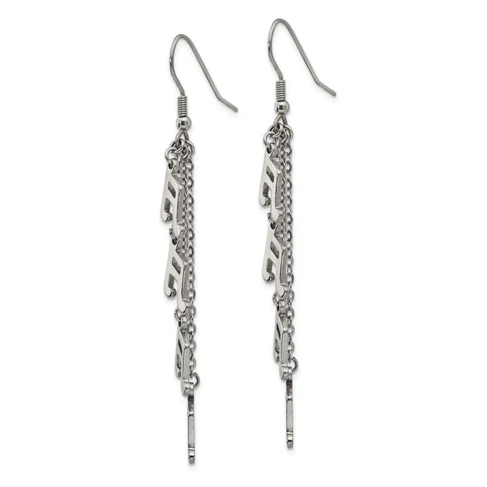 Chisel Earrings Stainless Steel Multi Strand Music Note Dangle Shepherds Hook Earrings Chisel Earrings Stainless Steel Multi Strand Music Note Dangle Shepherds Hook Earrings