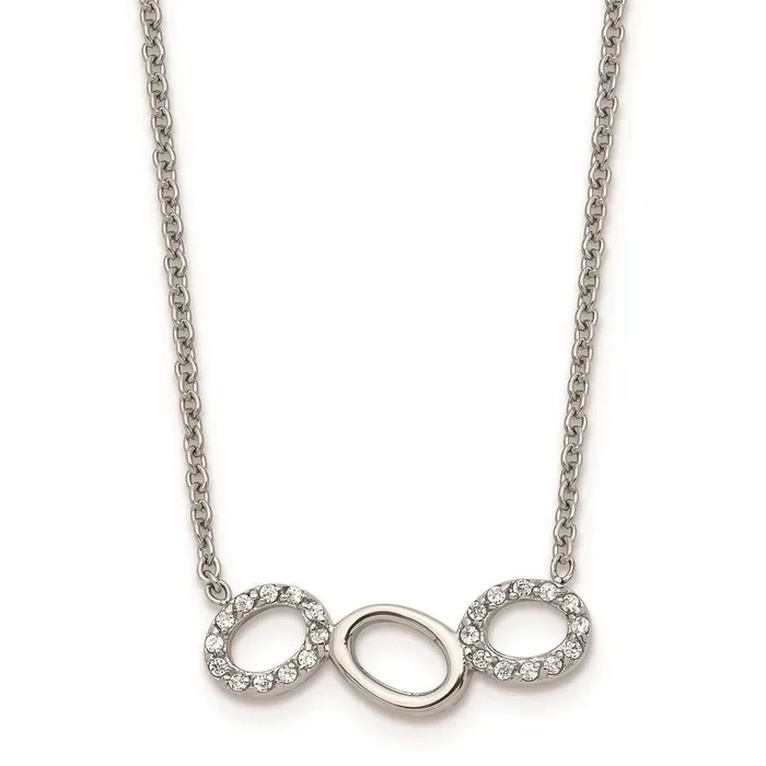 Chisel Necklaces Stainless Steel Polished CZ Necklace
