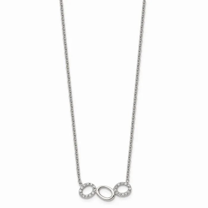 Chisel Necklaces Stainless Steel Polished CZ Necklace Chisel Necklaces Stainless Steel Polished CZ Necklace
